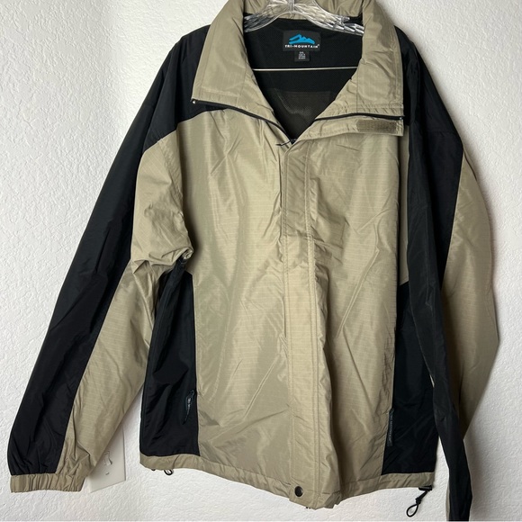 Tri-Mountain Tan Black Long Sleeve Windbreaker Jacket. - Picture 1 of 11